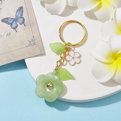 Flower Acrylic Imitation Gemstone Pendant Keychain KEYC-JKC00692-04-1