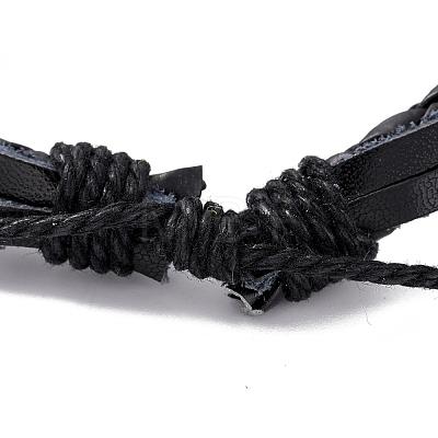 Adjustable Casual Unisex Zinc Alloy and Braided Leather Multi-strand Bracelets BJEW-BB15639-B-1