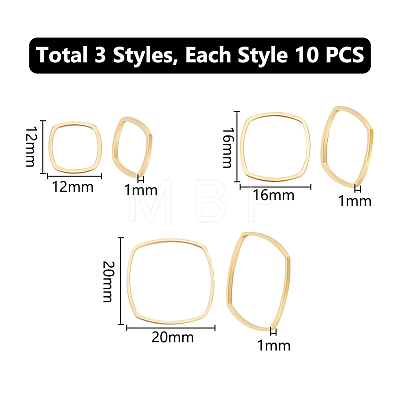 Unicraftale 30Pcs 3 Styles 201 Stainless Steel Linking Rings STAS-UN0057-16-1