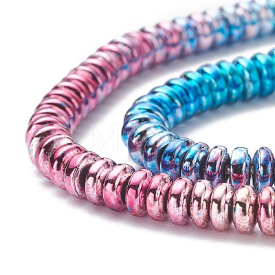 Rainbow Color Electroplate Non-magnetic Synthetic Hematite Beads Strands G-L489-G02-1