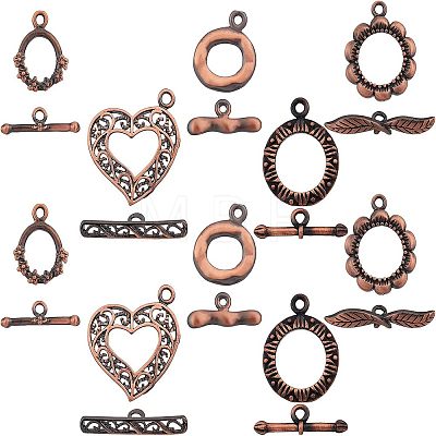 10 Sets 5 Styles Brass Toggle Clasps KK-FH0004-14-1