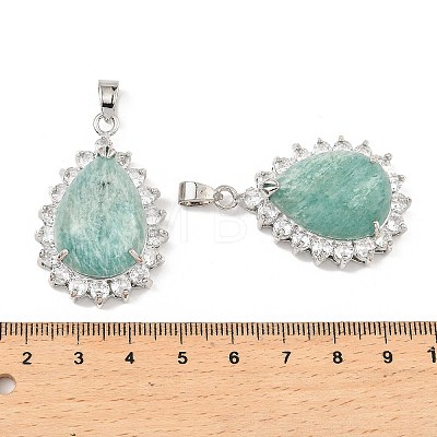 Natural Amazonite & Rhinestone Pendants G-K338-31P-04-1