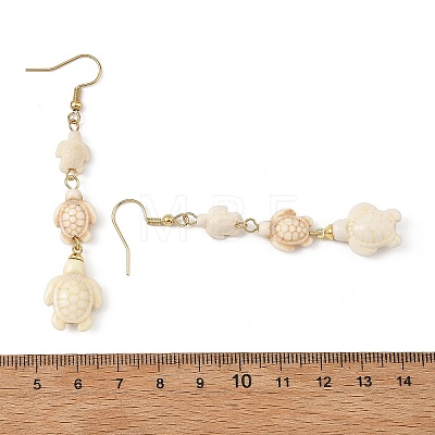 Dyed Tortoise Synthetic Turquoise Dangle Earrings EJEW-JE07362-01-1