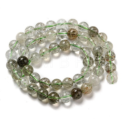 Natural Green Rutilated Quartz Beads Strands G-A219-A03-03-1