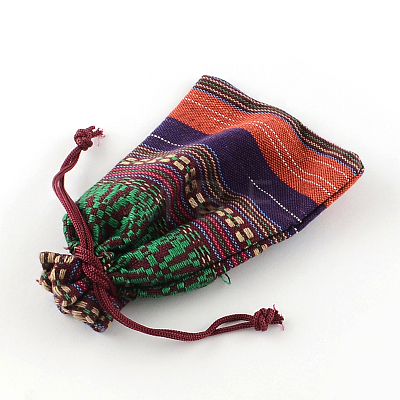 Ethnic Style Cloth Packing Pouches Drawstring Bags ABAG-R006-10x14-01F-1