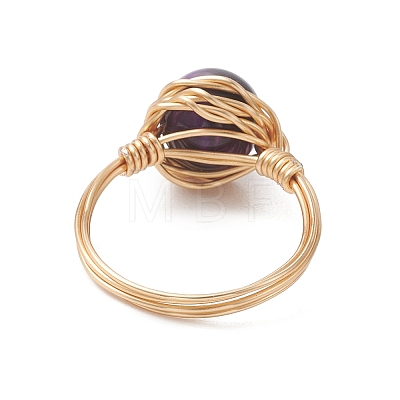 Natural Tiger Eye Finger Rings RJEW-JR00986-1