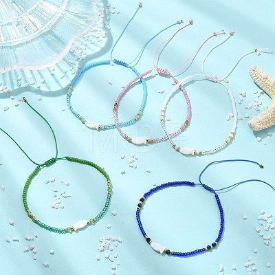 Natural Gemstone & Glass Seed Beads Braided Bead Bracelets BJEW-JB13887-1