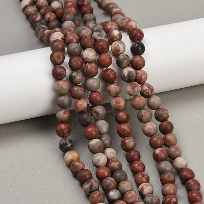 Natural Dendritic Jasper Beads Strands G-F591-24-8mm-1