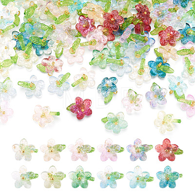 120Pcs 12 Colors Transparent Glass Pendants PALLOY-TAC0269-1