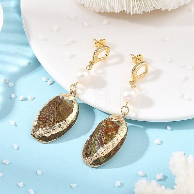 Natural Paua Shell Stud Earrings EJEW-JE07372-1