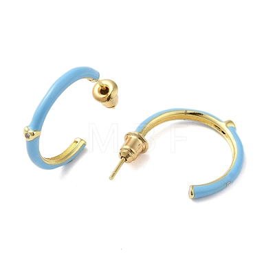Real 18K Gold Plated Brass Ring Stud Earrings EJEW-L268-014G-01-1