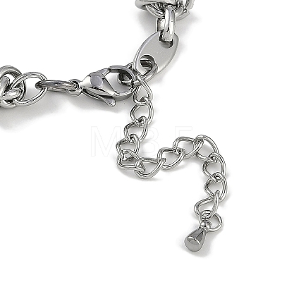 304 Stainless Steel Oval & Knot Link Bracelets for Men Women BJEW-G725-01P-1