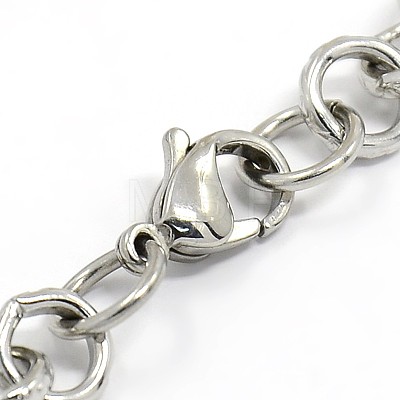 Fashionable 304 Stainless Steel Engraved Vine Cable Chain Bracelets STAS-A028-B089P-1