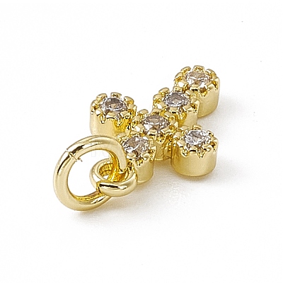 Brass Micro Pave Clear Cubic Zirconia Charms ZIRC-F132-63G-1