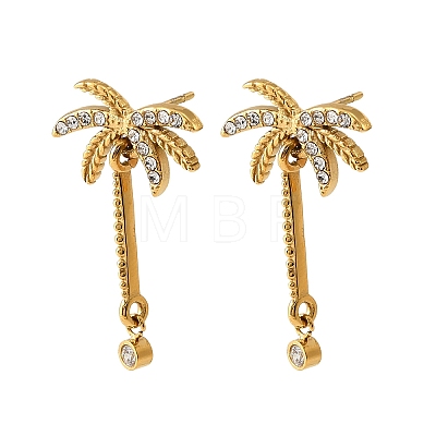 304 Stainless Steel Micro Pave Cubic Zirconia Stud Earrings EJEW-Z173-02G-1