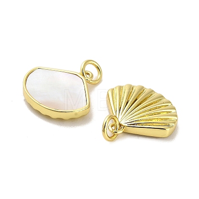 Brass Pave Shell Shell Shape Charms with Jump Ring KK-K365-08D-G-1