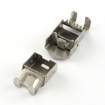 Smooth Surface 201 Stainless Steel Watch Band Clasps X-STAS-R063-85-1