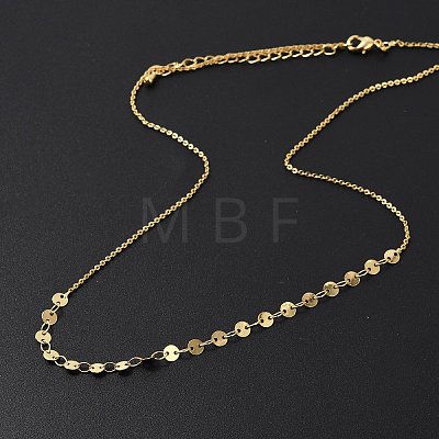 Brass Cable & Flat Sequin Chains Necklaces for Women NJEW-D302-40G-1