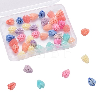 40Pcs 8 Colors Shell Powder Resin Beads RESI-CJ0001-144-1
