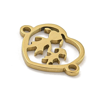 Ion Plating(IP) Mother's Day 201 Stainless Steel Hollow Connector Charms STAS-S146-02G-1