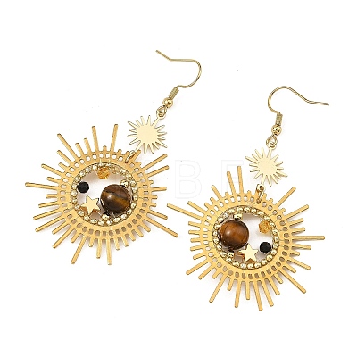 Brass Glass Dangle Earrings EJEW-MZ00802-01-1