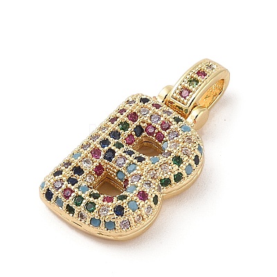 Brass Micro Pave Cubic Zirconia Pendants ZIRC-P121-01G-B-1