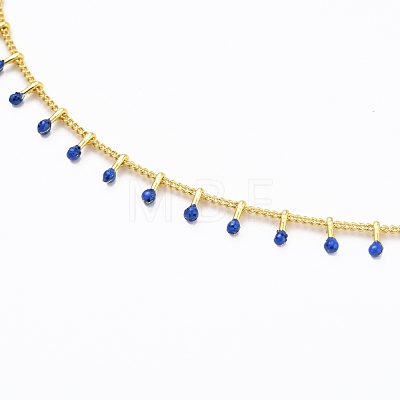 Brass Enamel Handmade Beaded Chain NecklaceS NJEW-JN03145-1