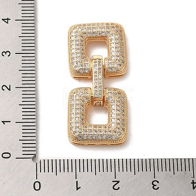 Brass Micro Pave Clear Cubic Zirconia Fold Over Clasps KK-G481-04G-1
