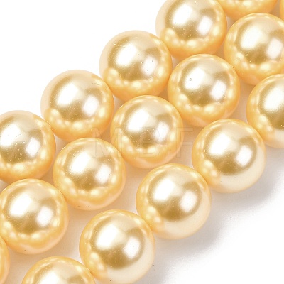 Electroplated Shell Pearl Beads Strands BSHE-G041-14mm-01-1