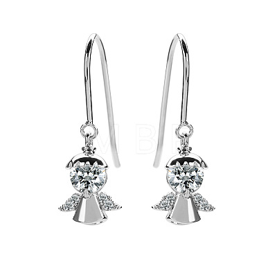 Brass Clear Cubic Zirconia Dangle Earrings WG307C1-02-1
