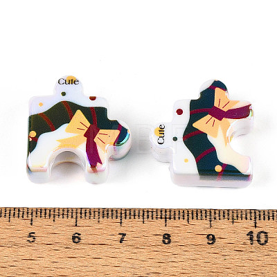 UV Plating Opaque Printed Acrylic European Beads OACR-N153-06D-1
