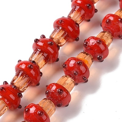 Mushroom Handmade Lampwork Beads Strands LAMP-G150-03A-01-1