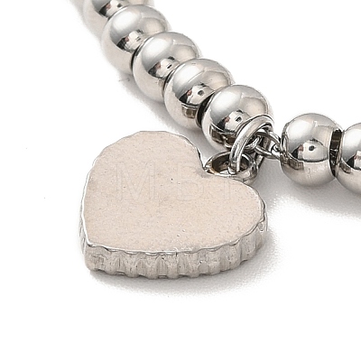 304 Stainless Steel Heart Charm Bracelet with Enamel BJEW-B057-08P-1