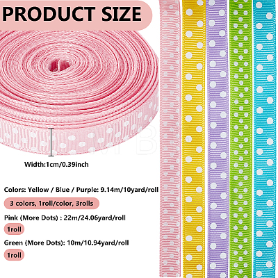5 Colors Polka Dot Polyester Ribbon OCOR-GA0002-97-1