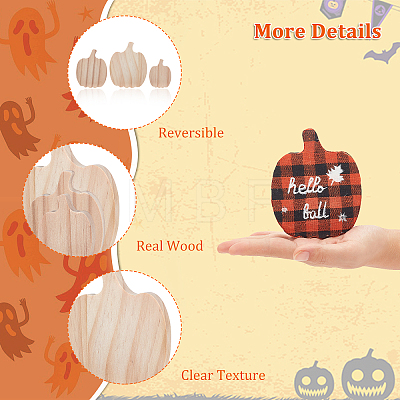 Olycraft 12Pcs 3 Style Halloween Theme Unfinished Wood Decorative Supplies DIY-OC0004-14-1