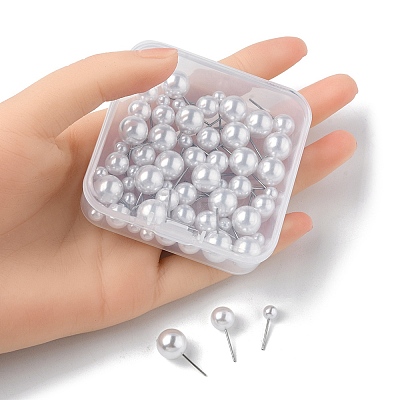 60Pcs 3 Size Grade A Plastic Imitation Pearl Stud Earrings for Women EJEW-YW0001-09-1
