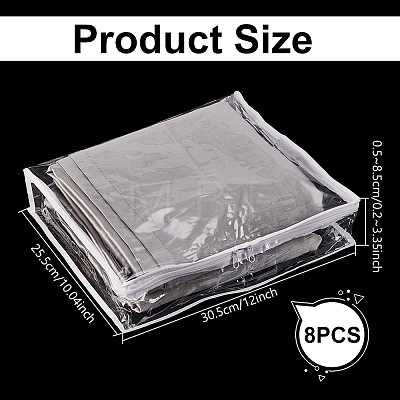 Transparent PVC Zipper Storage Bag ABAG-WH0048-62A-1
