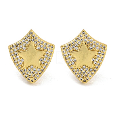 Rack Plating Brass Micro Pave Clear Cubic Zirconia Stud Earrings EJEW-I313-18B-G-1