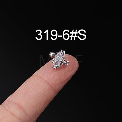 316L Surgical Stainless Steel Clear Cubic Zirconia Cartilage Earrings WG107EC-06-1