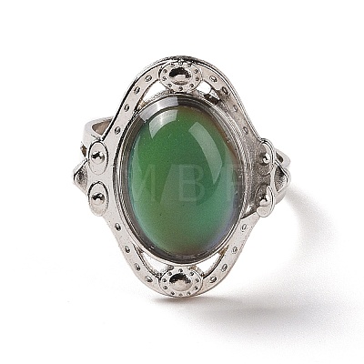 Glass Oval Mood Ring RJEW-C031-02P-1