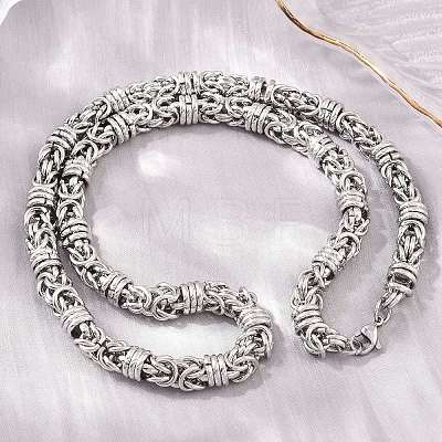 9MM 304 Stainless Steel Byzantine Chain Necklaces for Men SA-T001-02AS-1