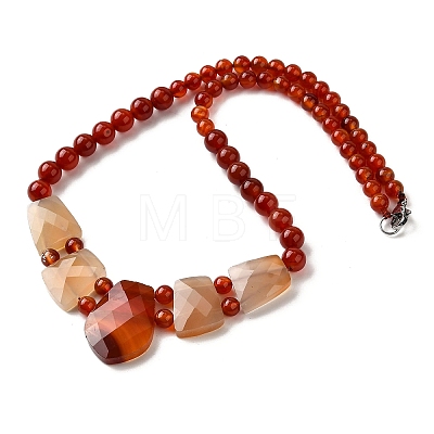 Natural Red Agate Faceted Bib Graduated Beaded Necklaces for Women NJEW-B128-01I-1