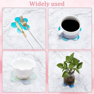 6Pcs Acrylic Mirror Cup Mats AJEW-FG0002-11-1