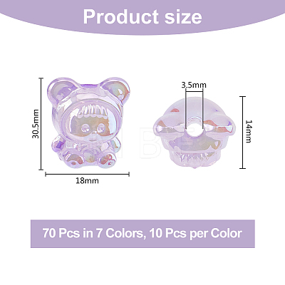 70Pcs 7 Colors UV Plating Rainbow Iridescent Acrylic Beads PACR-DC0001-03-1