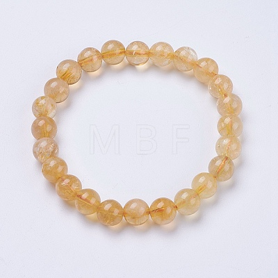 Natural Citrine Beaded Stretch Bracelets BJEW-I253-8mm-21-1