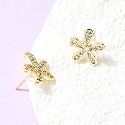 Valentine's Day Brass Micro Pave Clear Cubic Zirconia Stud Earrings EJEW-C186-22G-01-1