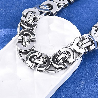 304 Stainless Steel Byzantine Chain Bracelets for Women Men BJEW-R018-22P-02-1