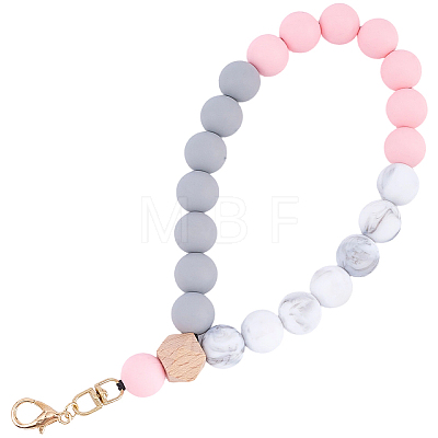 1Pc Silicone & Wood Pendant Decorations HJEW-BM0001-61A-1