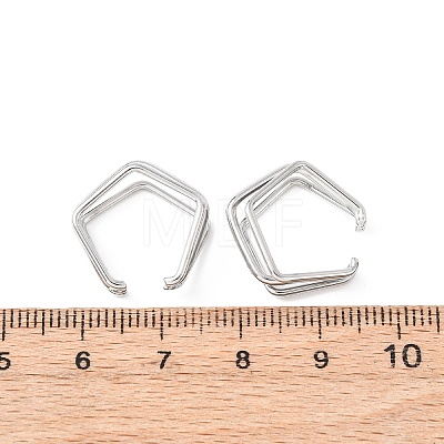 304 Stainless Steel Triple Pentagon Cuff Earrings LS-EJEW-K268-88P-1