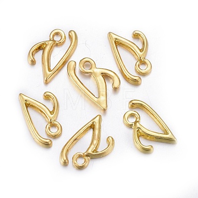 Golden Plated Alloy Letter Pendants PALLOY-J718-01G-V-1